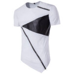 Black PU Patchwork T-Shirt